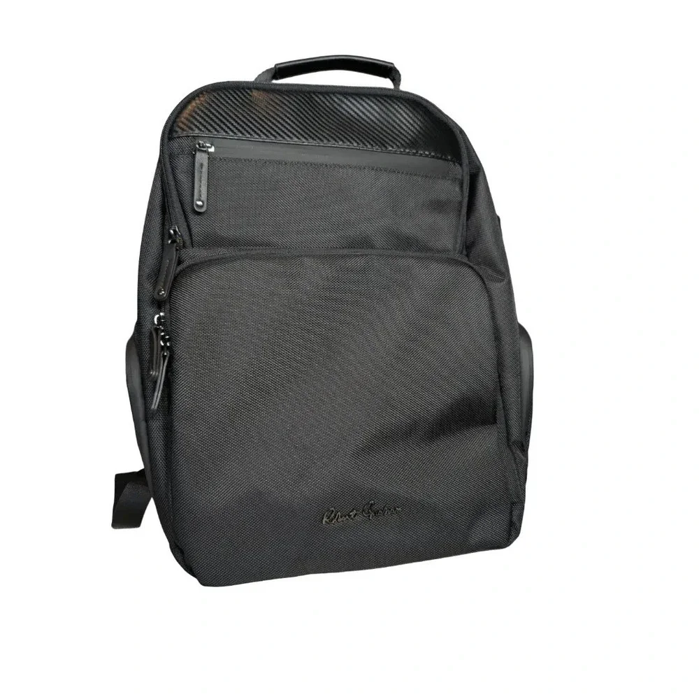 Robert Graham Black Nylon Backpack Carbon Fiber Trim Paisley Lining NWT $228 - Picture 11 of 16